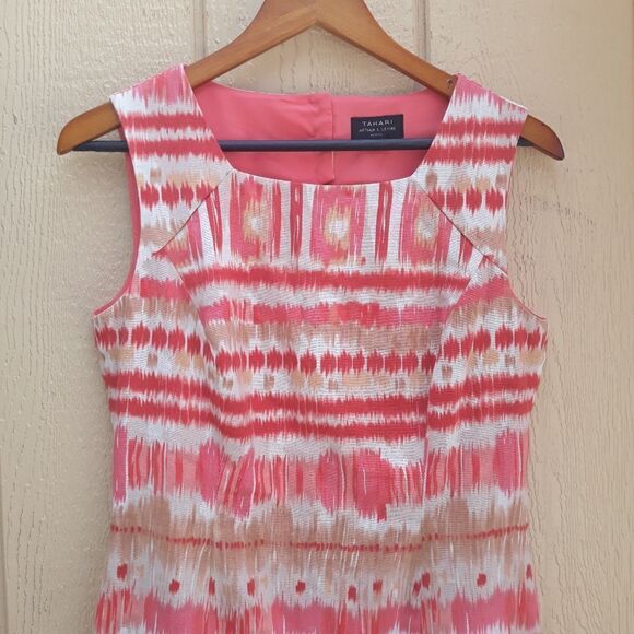 Tahari Dress Linen Sheath Aztec Hieroglyphic - Picture 3 of 8